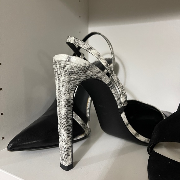 Alexander Wang high heels sandals 10cm thin heels black grey snakeskin - Picture 4 of 8